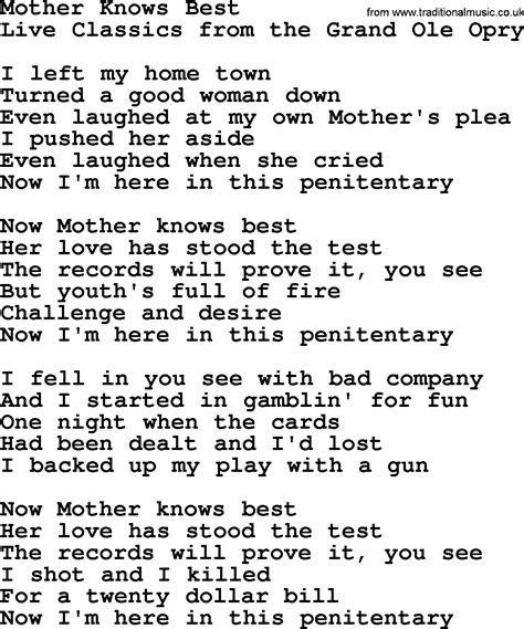 lyrics to mother knows best